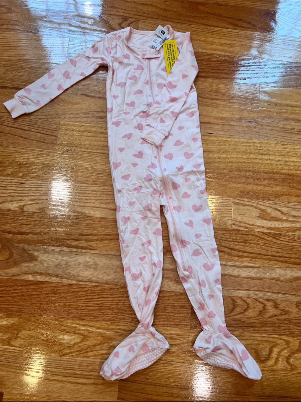 Children’s Place NWT Pink Heart Print Kids One-Piece Footed Pajamas